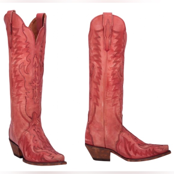 DAN POST WOMEN’S WESTERN HALLIE LEATHER BOOT COLOR: RED SIZE: 9 COWGIRL - Picture 1 of 16
